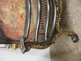 Antique Cast Iron and Brass Fire Basket