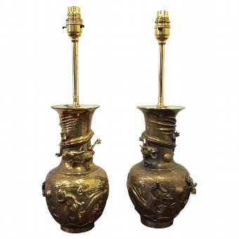 Pair of Chinese Bronze Lamps