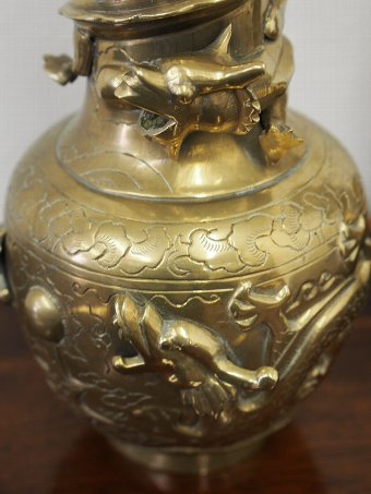 Antique Pair of Chinese Bronze Lamps