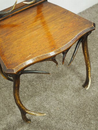 Antique  Victorian Oak and Deer Horn Hall Chair