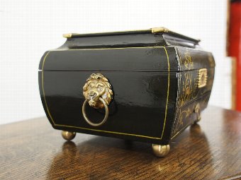 Antique Regency Jewellery Box Painted in Black and Gold