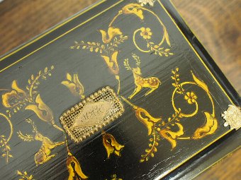 Antique Regency Jewellery Box Painted in Black and Gold