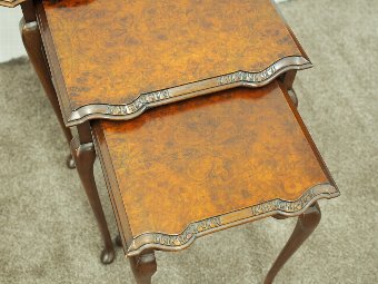 Antique Nest of 3 Queen Anne Style Tables