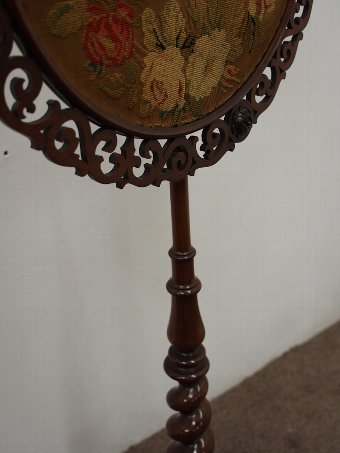 Antique Victorian Mahogany Adjustable Pole Screen