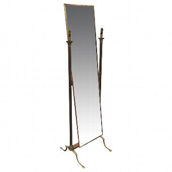 Unusual Cast Brass Cheval Mirror
