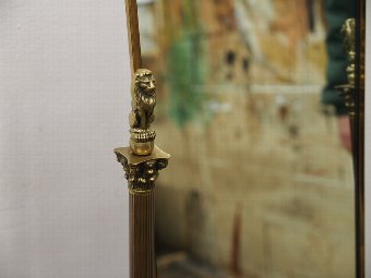 Antique Unusual Cast Brass Cheval Mirror