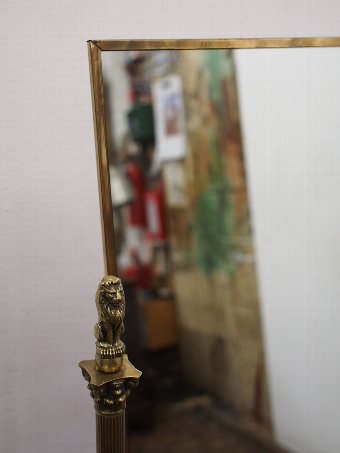 Antique Unusual Cast Brass Cheval Mirror