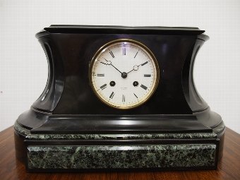 Antique Slate and Green Variegated Marble Mantle Clock