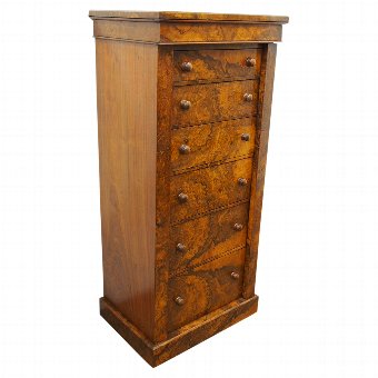 Victorian Burr Walnut Wellington Chest
