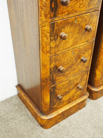 Antique Pair of Tall Burr Walnut Bedside Cabinets