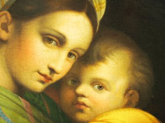 Antique Victorian Copy of Madonna Della Sedia by Raphael