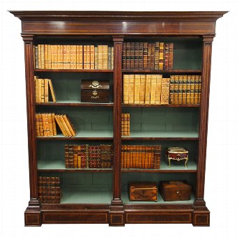 Georgian Style Mahogany Inlaid Open Bookcase