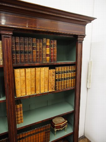 Antique Georgian Style Mahogany Inlaid Open Bookcase