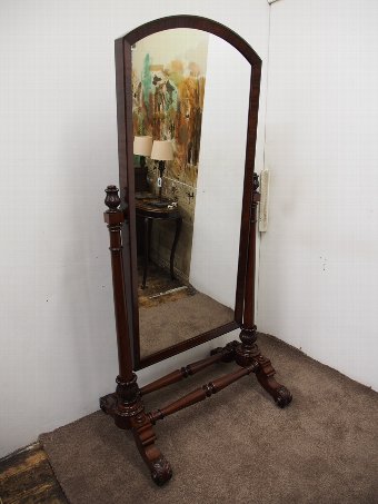 Antique William IV Mahogany Cheval Mirror