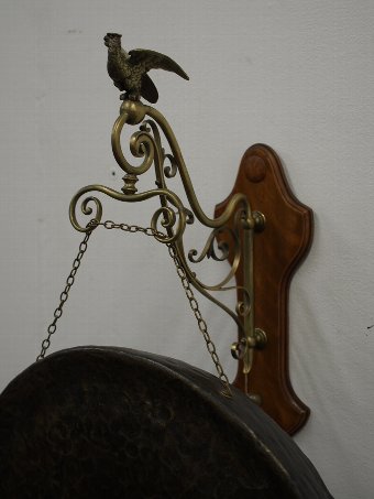Antique Dinner Gong with Brass Bird Frame