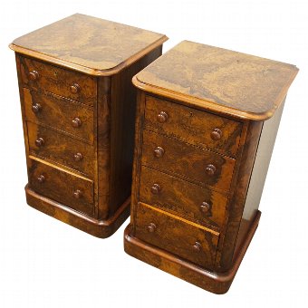 Pair of Victorian Burr Walnut Lockers or Bedsides