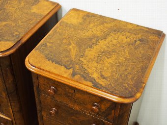 Antique Pair of Victorian Burr Walnut Lockers or Bedsides