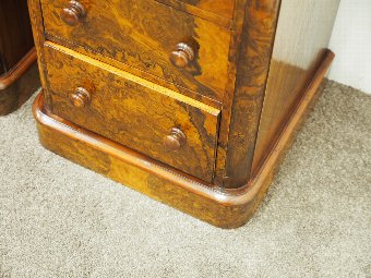 Antique Pair of Victorian Burr Walnut Lockers or Bedsides