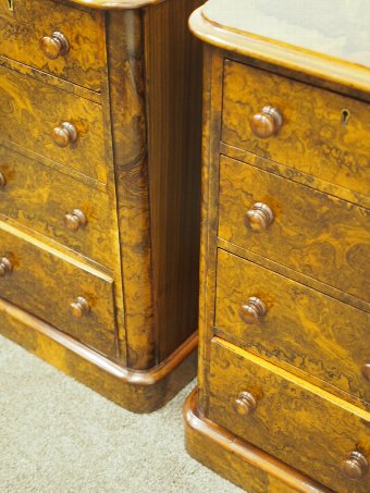 Antique Pair of Victorian Burr Walnut Lockers or Bedsides