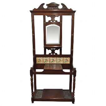 Late Victorian Oak and Tiled Hall Stand