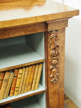 Antique Mid Victorian Burr Walnut Deep Open Bookcase