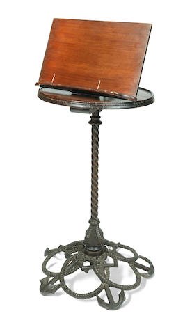Walnut, Cast Iron and Brass Reading Table