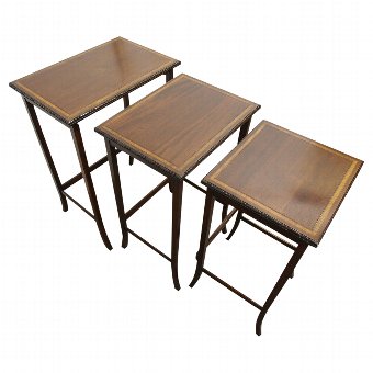  Nest of 3 Sheraton Style Mahogany and Inlaid Tables