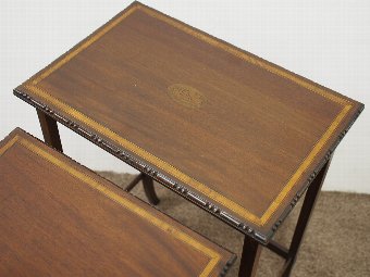 Antique  Nest of 3 Sheraton Style Mahogany and Inlaid Tables