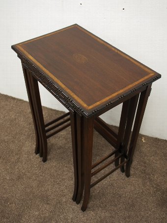 Antique  Nest of 3 Sheraton Style Mahogany and Inlaid Tables