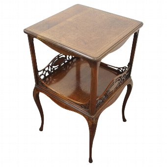 Unusual Sheraton Style Mahogany and Inlaid Two Tiered Table