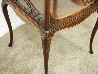 Antique Unusual Sheraton Style Mahogany and Inlaid Two Tiered Table