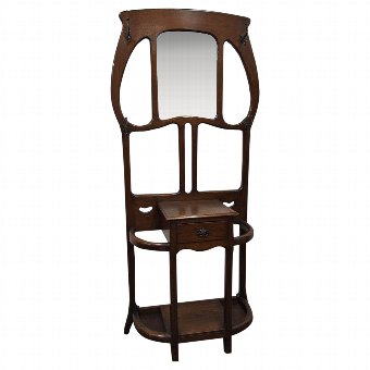 Art Nouveau Oak Hall Stand