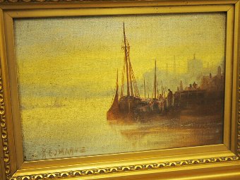 Antique Neat Pair of Oil on Canvas by R. Edwards`````````