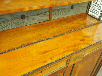 Antique Regency Satinwood and Brass Inlaid Chiffonier in Style of William Trotter