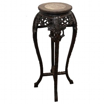 Chinese Huanghuali and Marble Jardiniere Stand