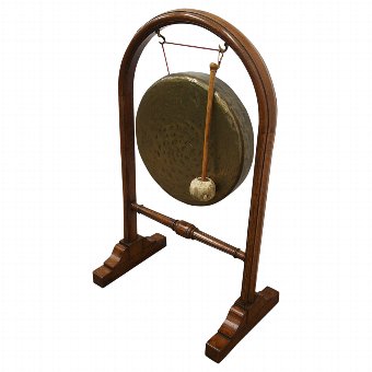 Oak and Brass Freestanding Gong