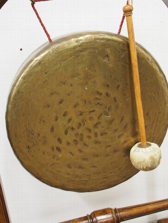 Antique Oak and Brass Freestanding Gong