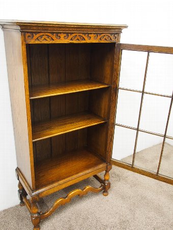 Antique Jacobean Style Oak and Glazed Bookcase