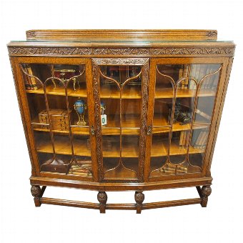 Oak Display Cabinet with Vine Design