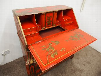 Antique Chinoiserie Red Lacquer Bureau