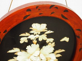 Antique Pair of Japanese Lacquered Wall Plaques