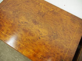 Antique Pair of Georgian Style Burr Walnut Lowboys or Side Tables