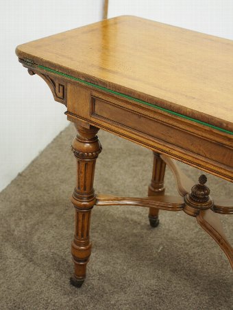 Antique Gillows Style Oak Foldover Card Table 