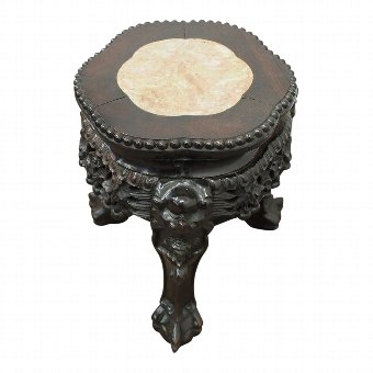 Rosewood and Marble Top Plant Stand