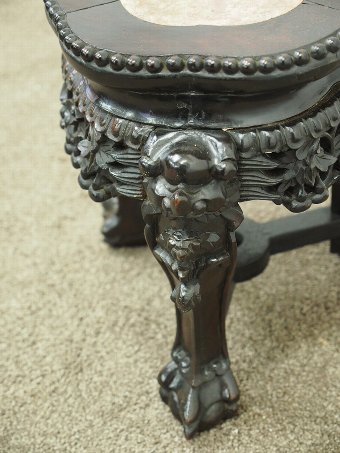 Antique Rosewood and Marble Top Plant Stand