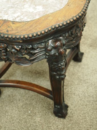 Antique Chinese Petal Shaped Marble Top Plant Stand
