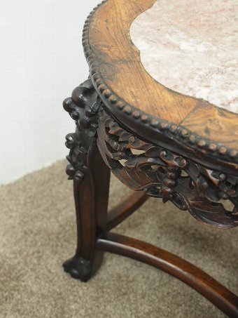 Antique Chinese Petal Shaped Marble Top Plant Stand