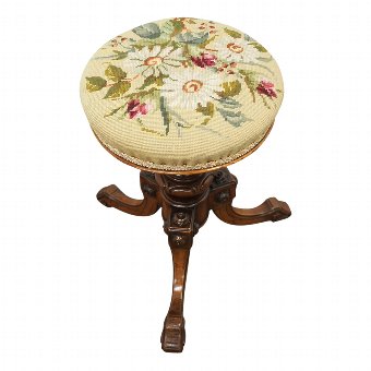 Victorian Walnut Revolving Piano Stool