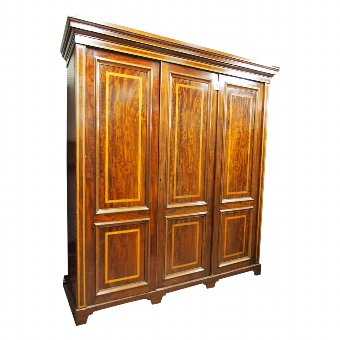 William IV Mahogany and Inlaid Three Door Wardrobe