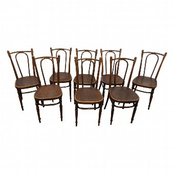 Set of 8 Stained Beech Bentwood Chairs